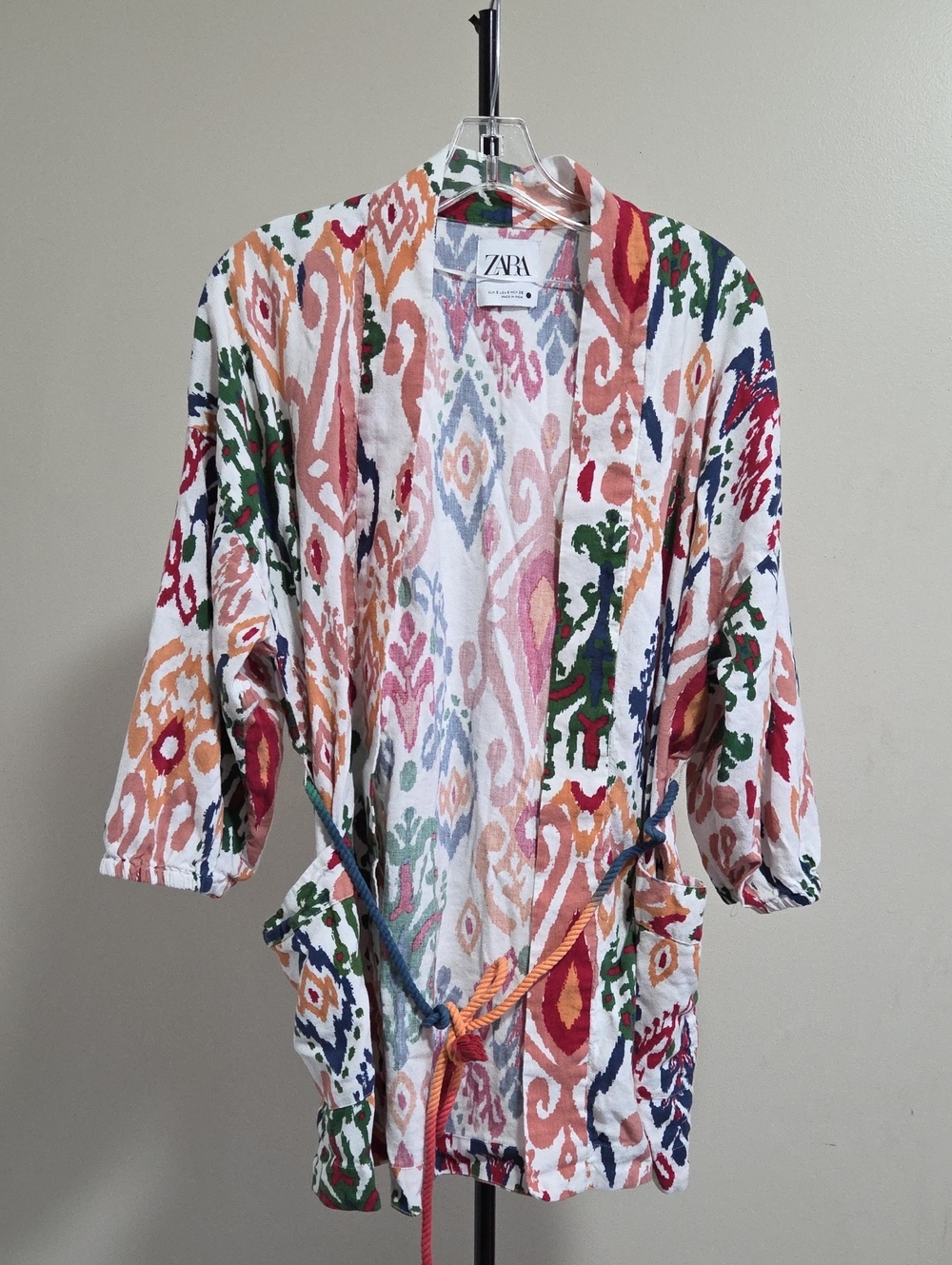 Zara Multicolor Printed Open Front Kimono Jacket